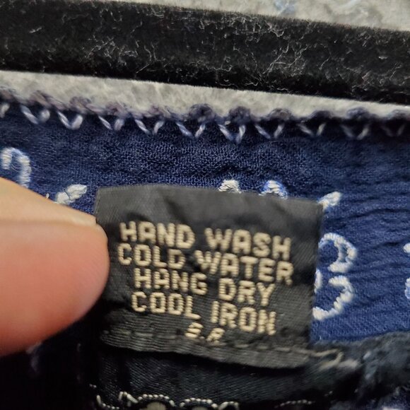 Passport Top Womens XL Blue Embroidered Bohemian Rayon Long Sleeve Blouse - Picture 3 of 8